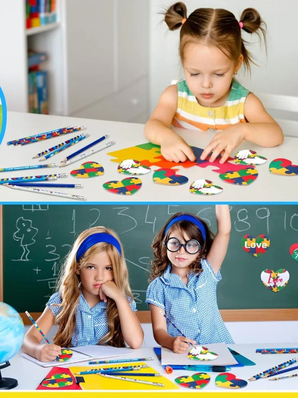 24 Pcs Autism Awareness Pencils and Sticky Note Pads Autism Awareness Theme Gift
